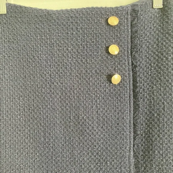 TALBOTS Navy Tweed Faux Wrap Pencil Skirt Size 2 - Picture 4 of 13